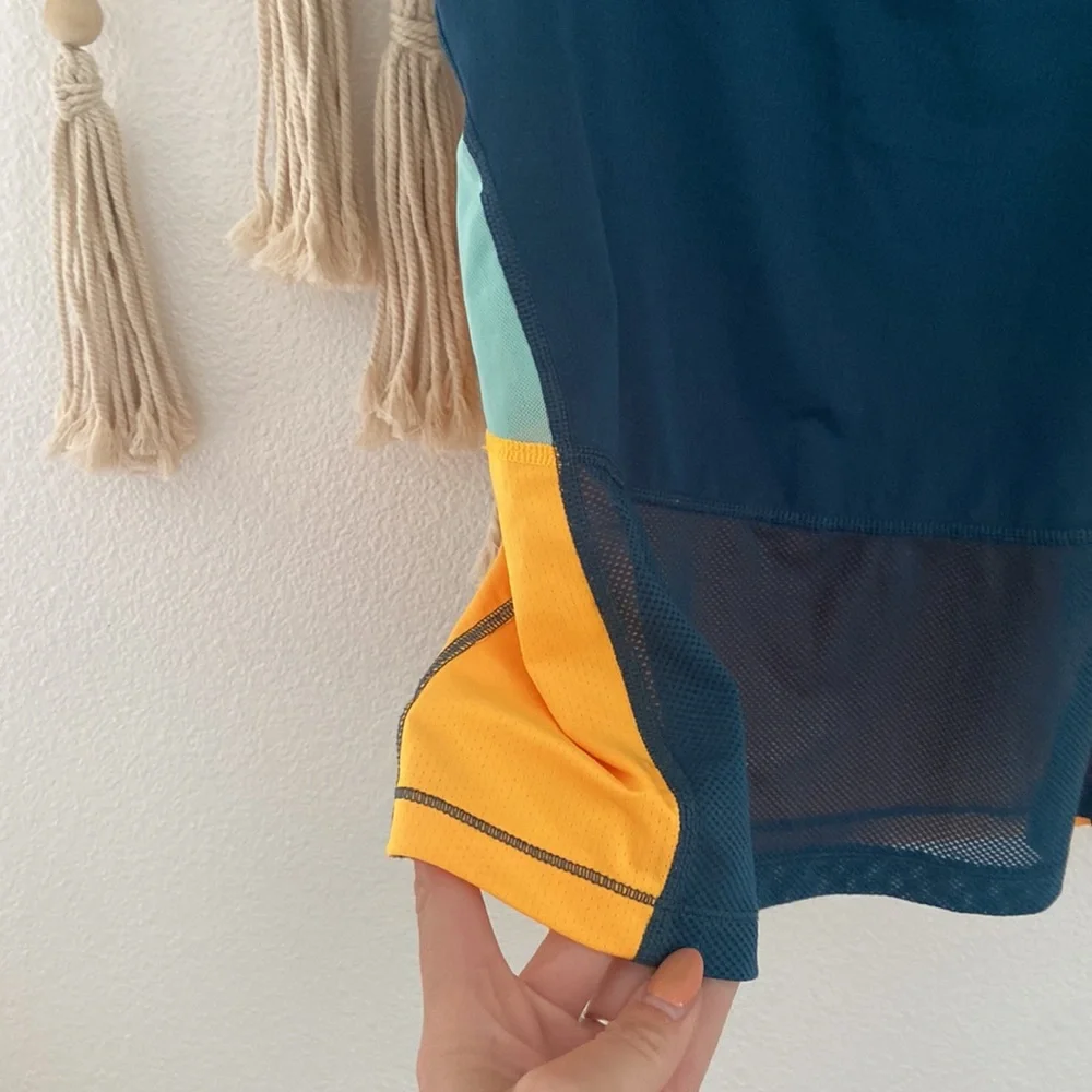Nike hyper cool mesh tank top athletic shirt yellow teal sea foam womens small